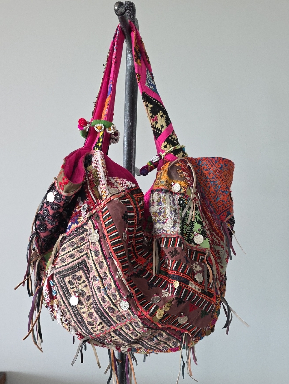 Boho Bold Embroidered Shoulder Tote Bag - Picture 6 of 16